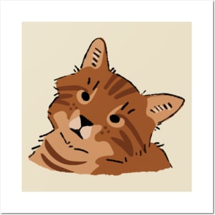 Chubby Brown Tabby Cat Posters and Art